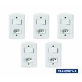 Kit 5 Conjunto Interruptor Com Tomada 10a 4x2 - Tramontina Lux2